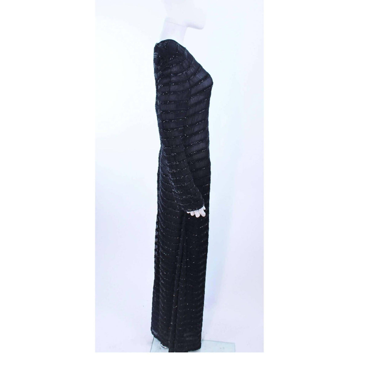 Pre-Owned GIORGIO ARMANI Black Beaded Sheer Mesh Gown | Size EU 42 - theREMODA