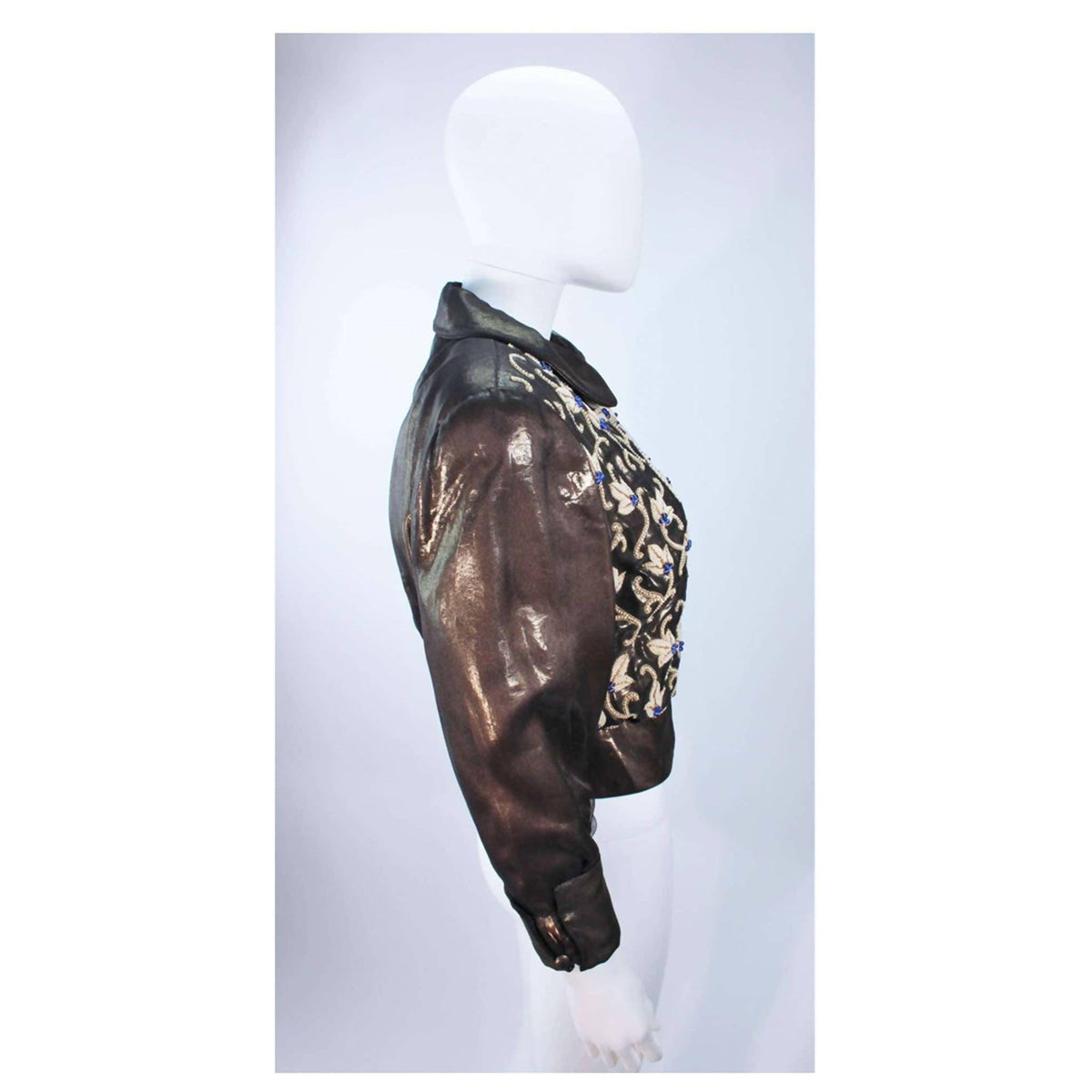 Pre-Owned GIORGIO ARMANI Bronze Jacket with Beaded Embroidery | Size EU 44 - theREMODA