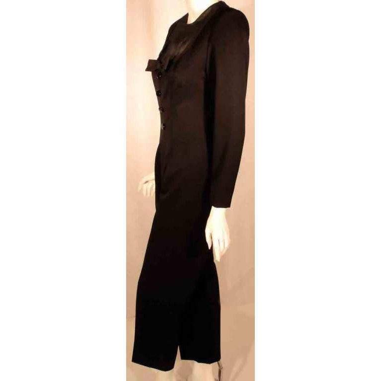 Pre-Owned GIVENCHY Black Wool Tuxedo Inspired Jumpsuit | Size 6 - theREMODA