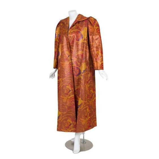 Pre-Owned GIVENCHY Floral Copper Silk Evening Coat | Size S/M - theREMODA