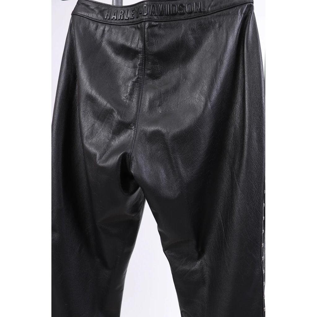 Pre-Owned HARLEY DAVIDSON 2000's Black Leather Pants |  Medium - theREMODA