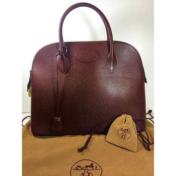 Pre- owned HERMES 1997 Brown Leather Zip Top Handle Bag w/ Lock and Keys - theREMODA