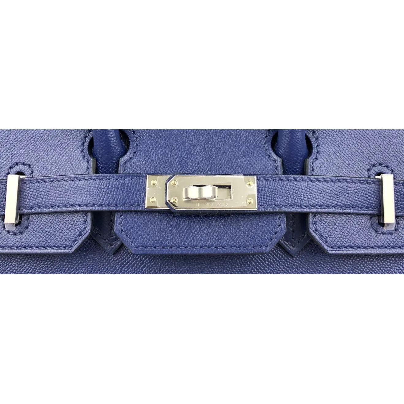 Birkin 25 leather handbag Hermès Blue in Leather - 30942655