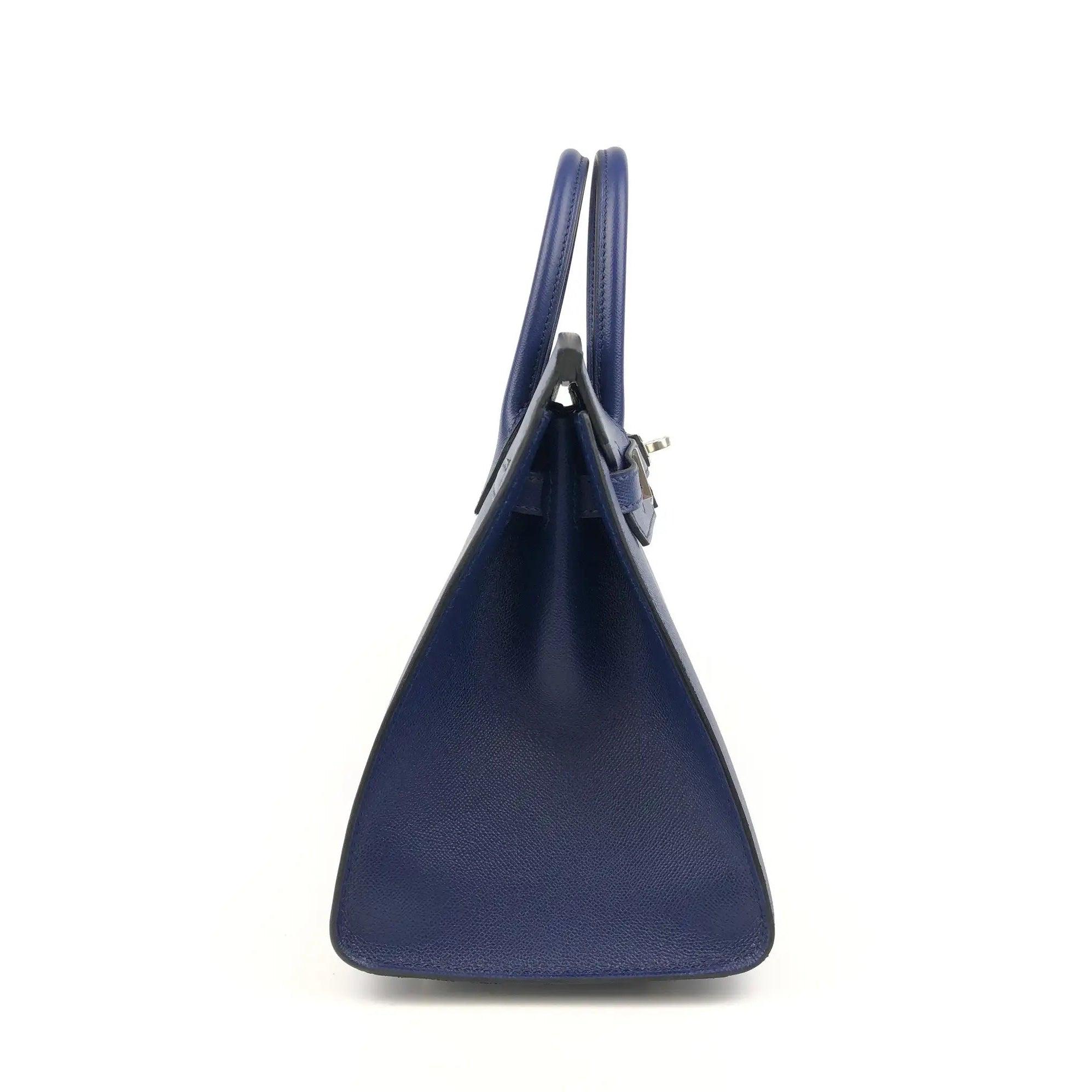 Birkin 25 leather handbag Hermès Blue in Leather - 30508700