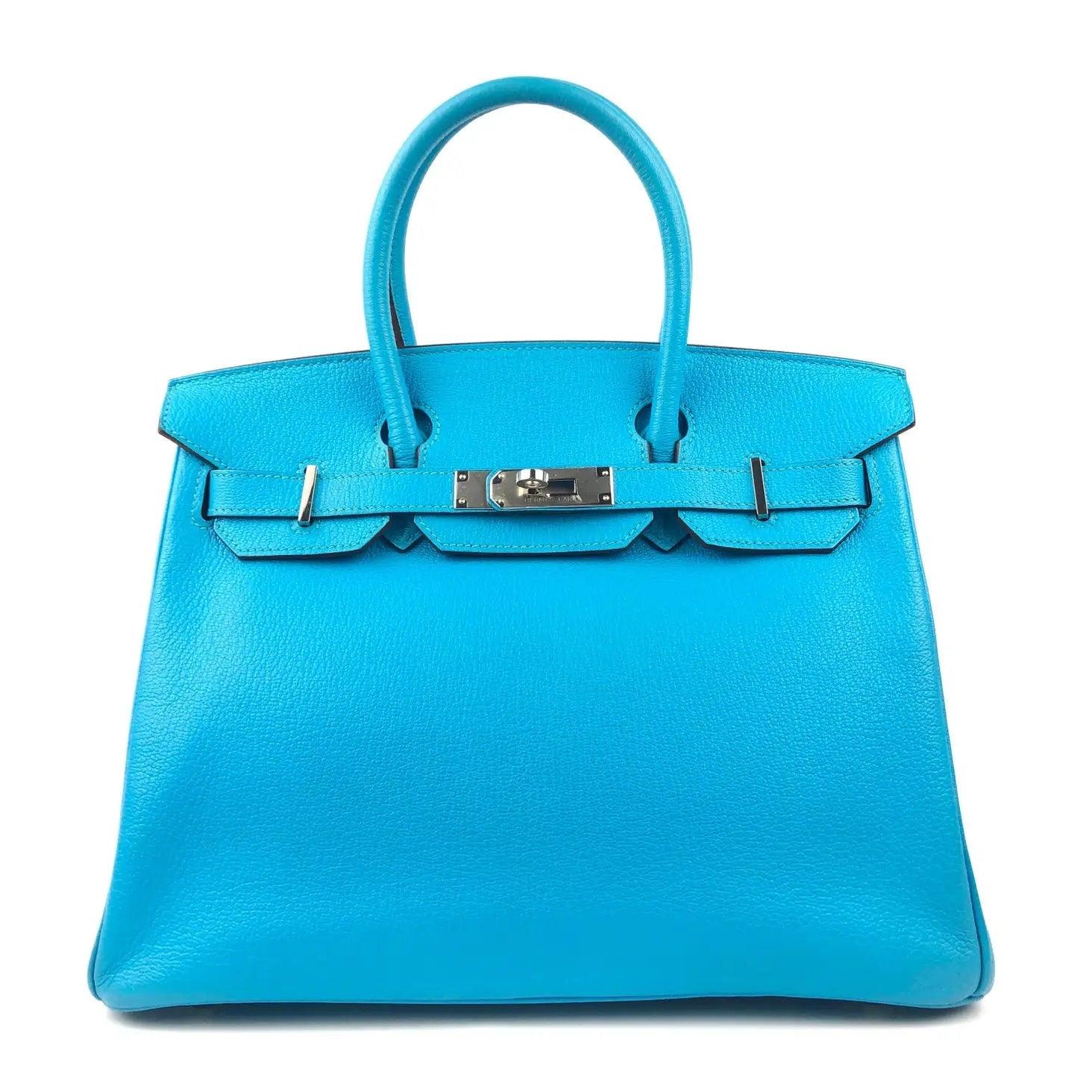 Hermes Birkin 30 Blue Aztec Chèvre Leather Bag