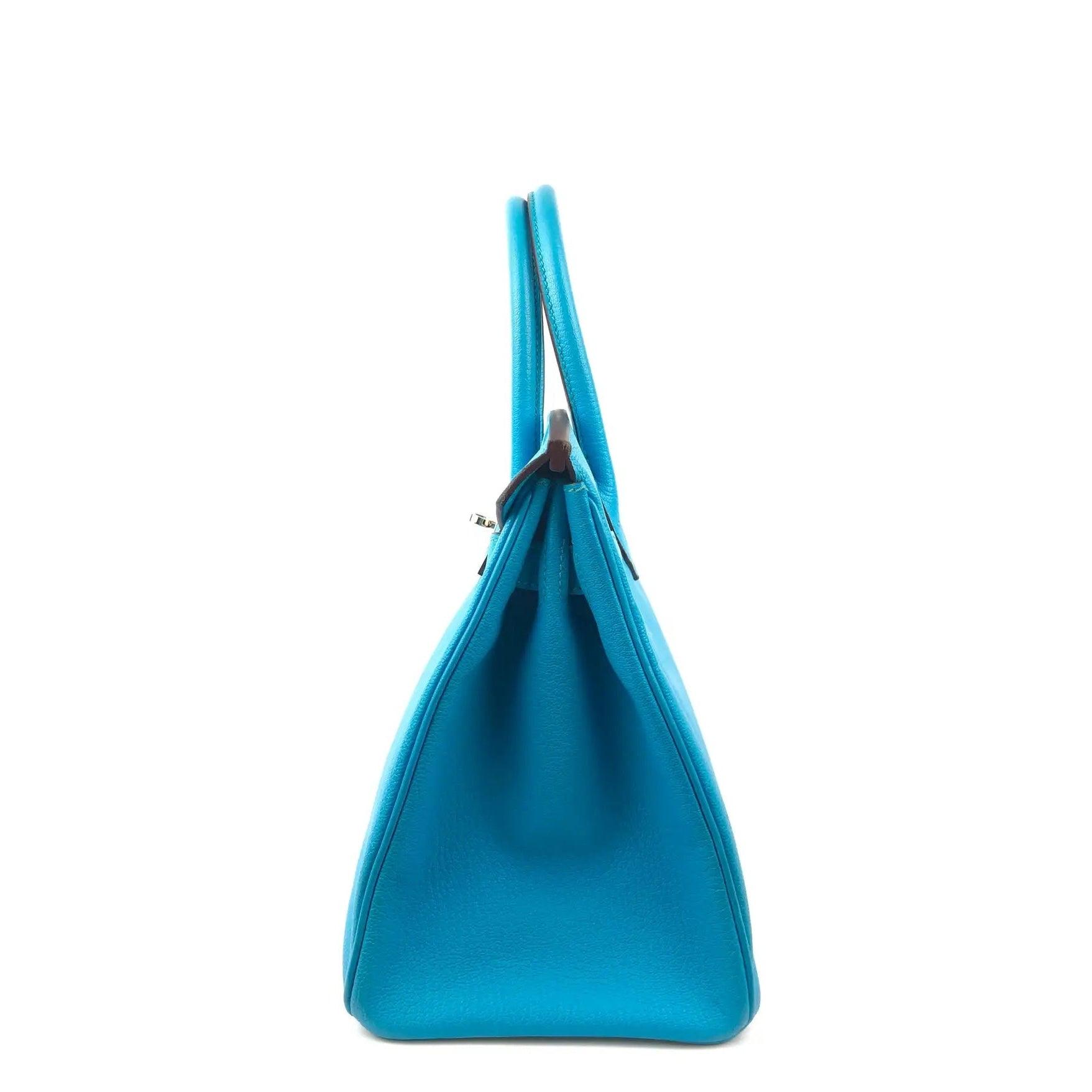 HERMES Birkin 30 Blue Aztec Chèvre Leather Bag – theREMODA
