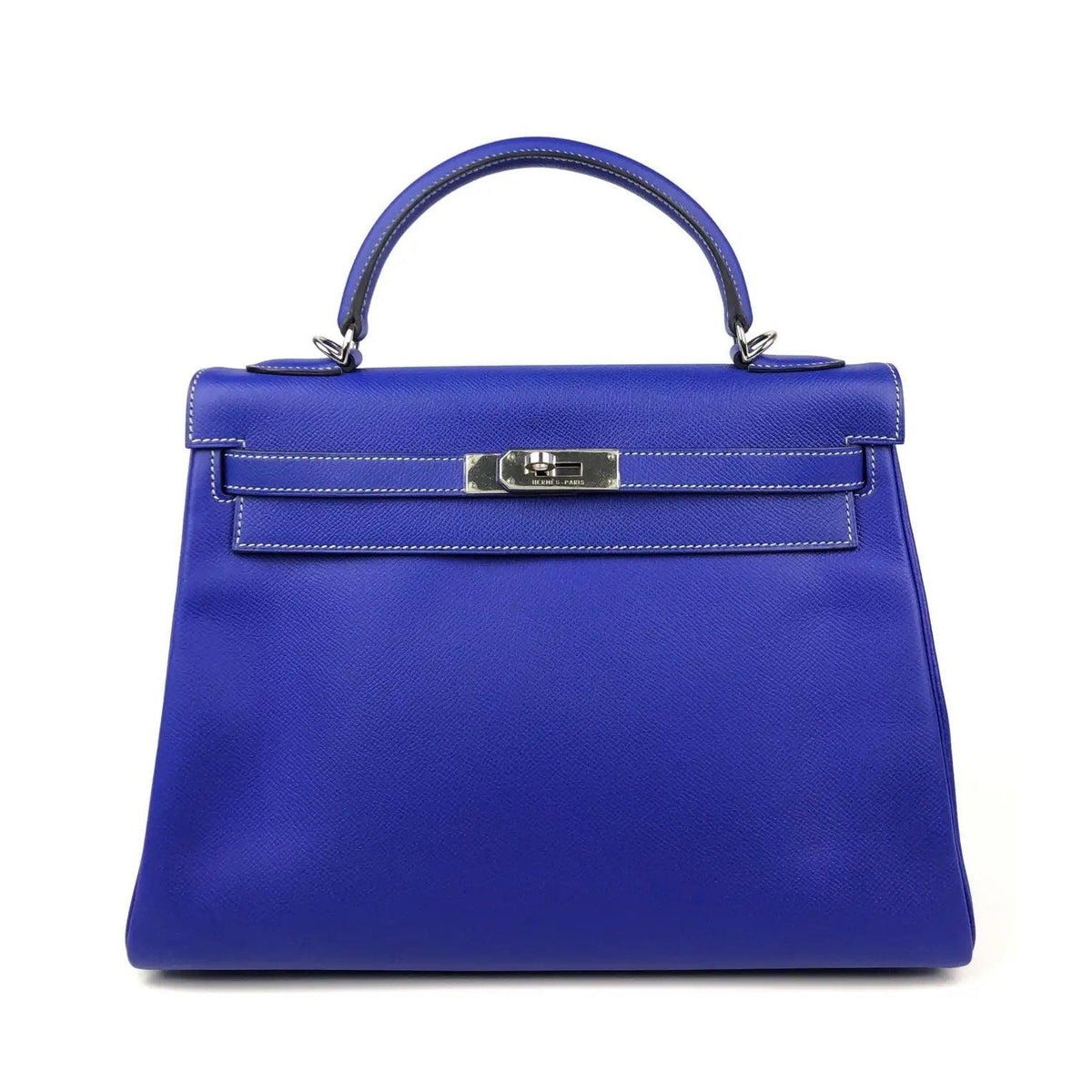 Pre-owned HERMES Kelly 32 Blue Electric Epsom Leather Bag - theREMODA