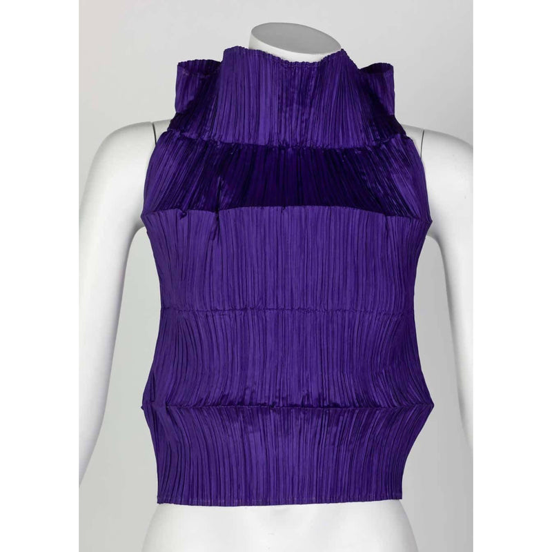 Pre-Owned ISSEY MIYAKE Pleated Purple Top | Size XS/S - theREMODA