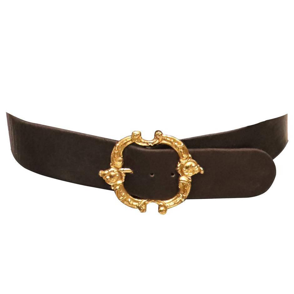 Pre-owned Leather Belt In Black