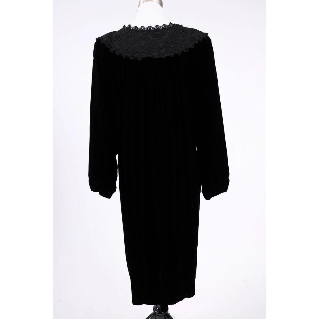 Pre-Owned JESSICA MCCLINTOCK 1980's Black Velvet Dress |  Size 12 - L/XL - theREMODA