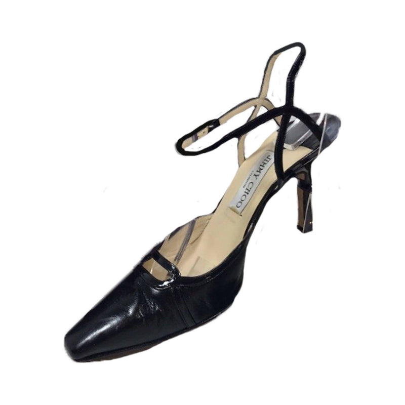 Pre-owned JIMMY CHOO Black Leather Square Toe with Vamp Cutout | US 6 1/2 - EU 36 1/2 - theREMODA