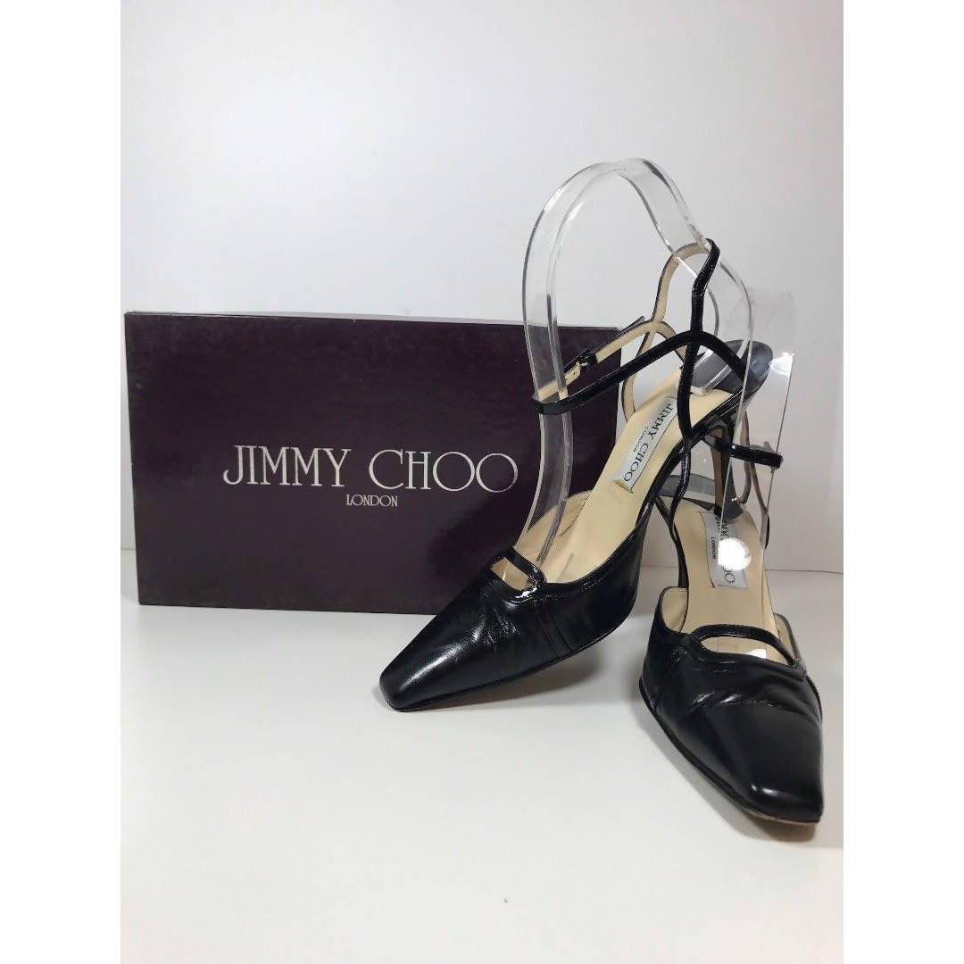 JIMMY CHOO Black Leather Square Toe with Vamp Cutout | US 6 1/2