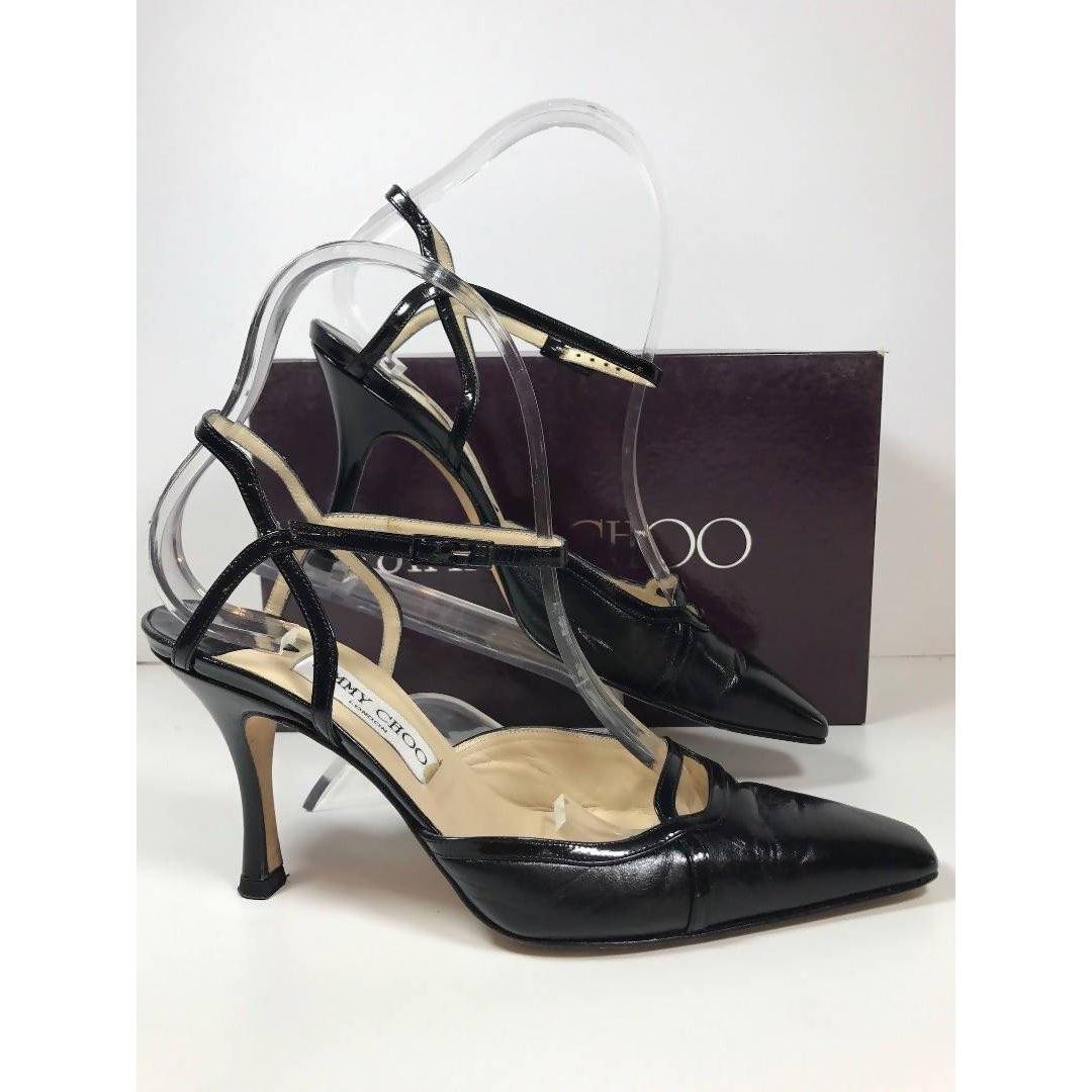 Pre-owned JIMMY CHOO Black Leather Square Toe with Vamp Cutout | US 6 1/2 - EU 36 1/2 - theREMODA