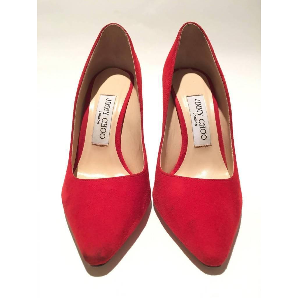 Pre-owned JIMMY CHOO Suede Red Pumps | US 5.5 - EU 35.5 - theREMODA