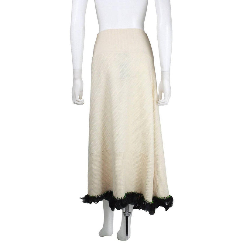 Pre-Owned JOHN GALLIANO 1990's Knit Wrap Skirt with Beads and Feathers | Size LPre-Owned - theREMODA
