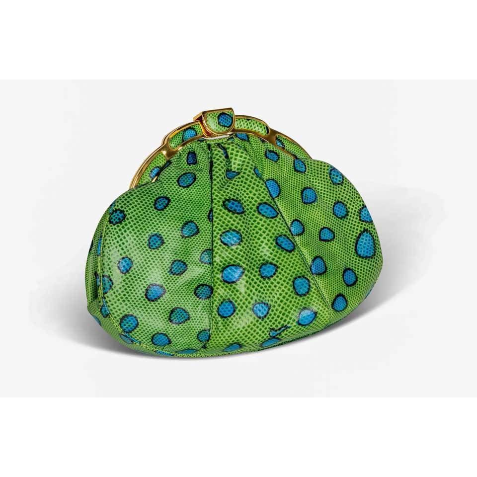 Pre-owned JUDITH LEIBER Green and Blue Reptile Leather Clutch | Size S - theREMODA