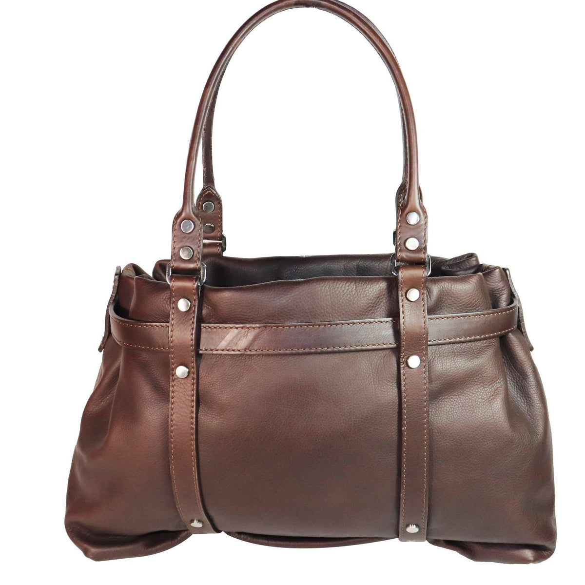 Pre-owned LANVIN Brown Leather Handbag with Silver Hardware - theREMODA