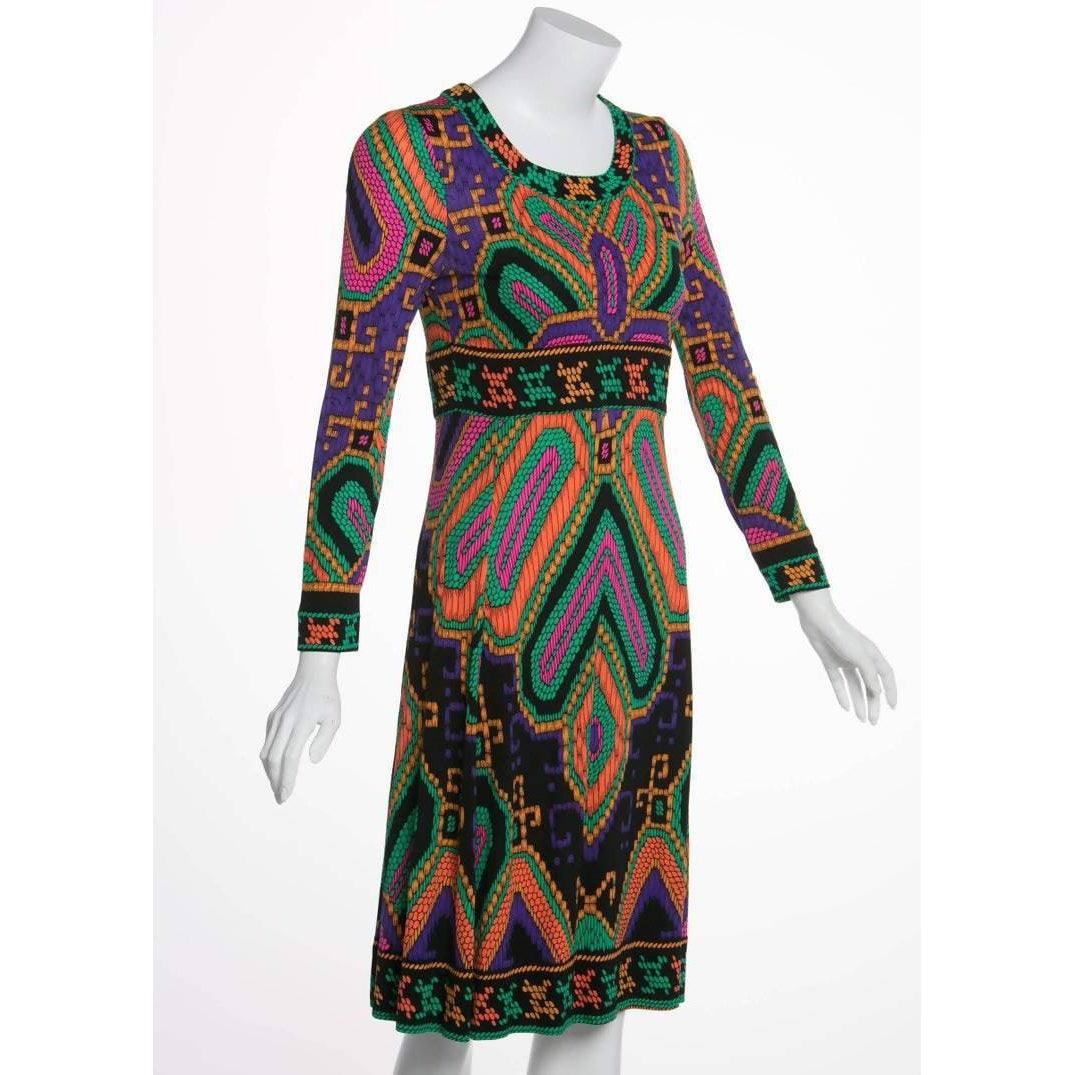 Pre-Owned LEONARD PARIS Silk Jersey Print Dress Documented 1970s | Size S - theREMODA