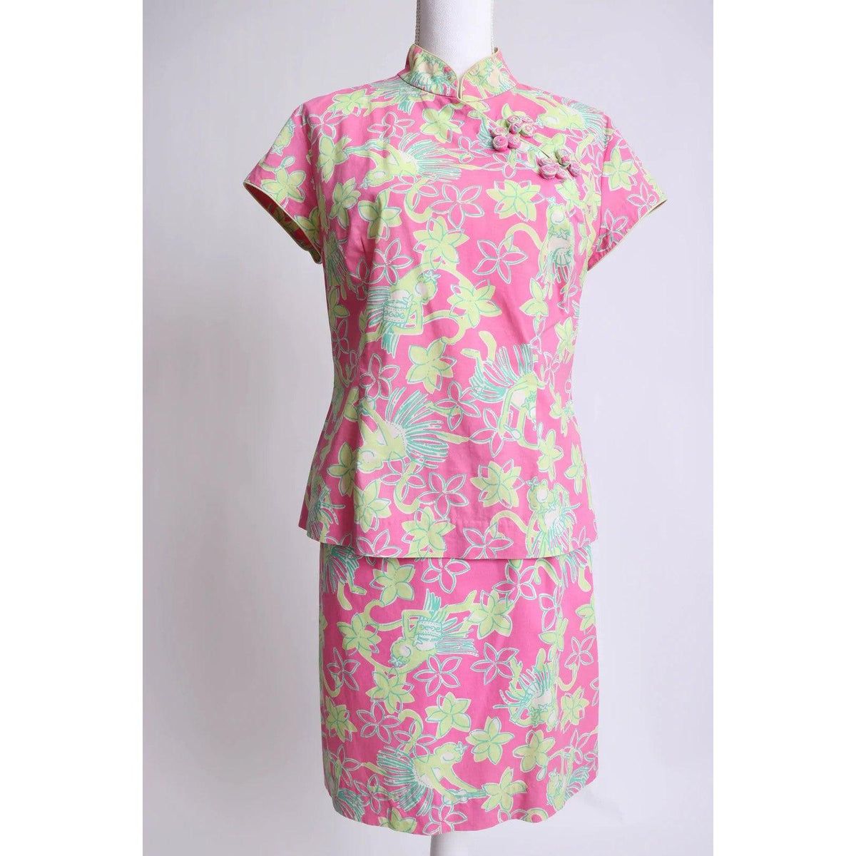 Pre-owned LILLY PULITZER 90's Pink and Green Skirt Set - theREMODA
