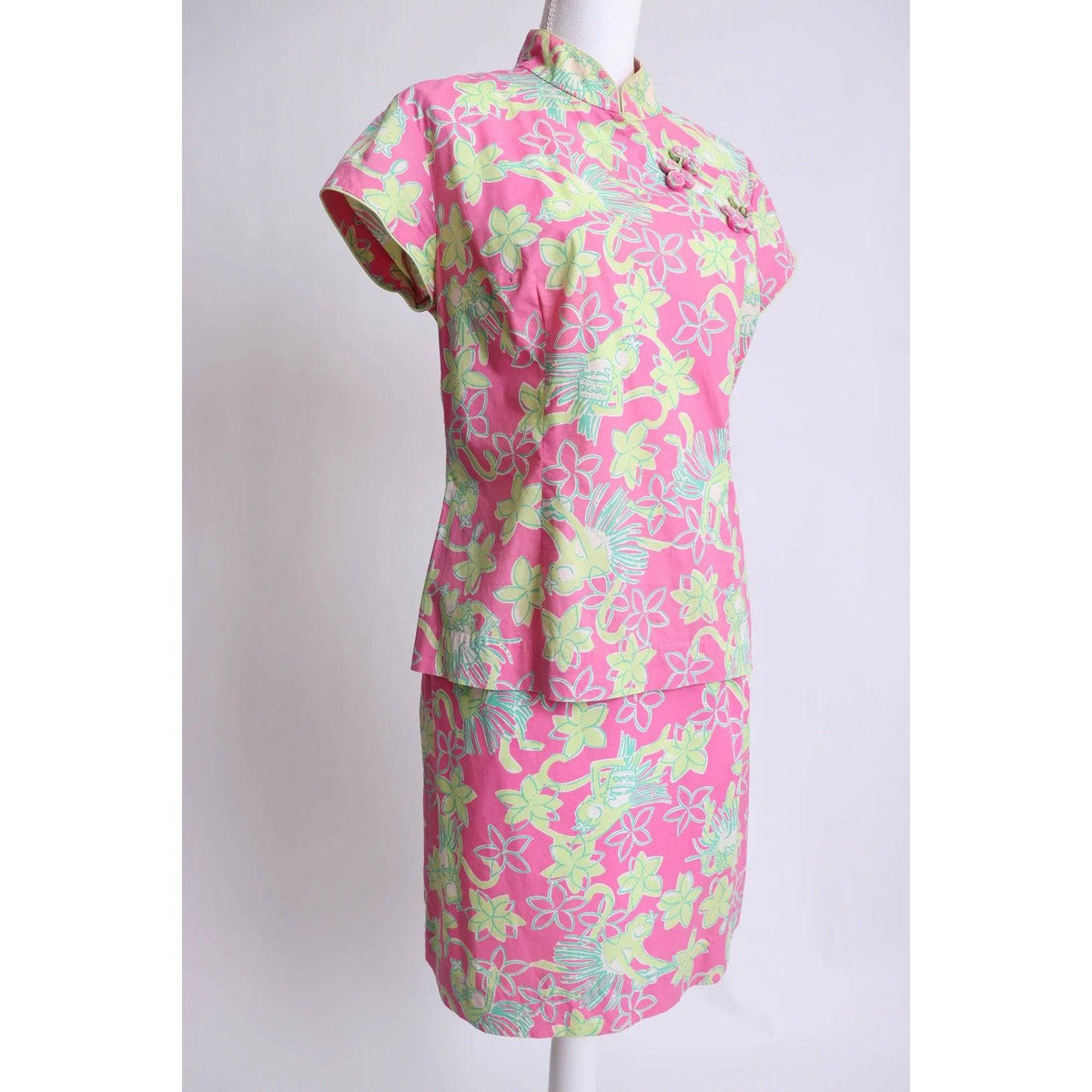 Pre-owned LILLY PULITZER 90's Pink and Green Skirt Set - theREMODA
