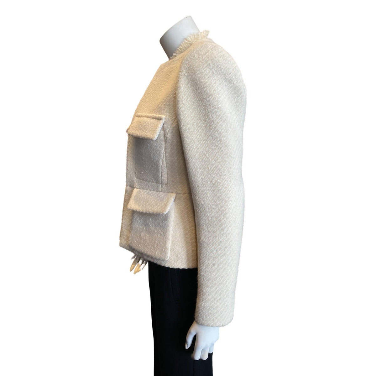 Pre-Owned LOUIS VUITTON Cream Wool Army Jacket | Size S - theREMODA