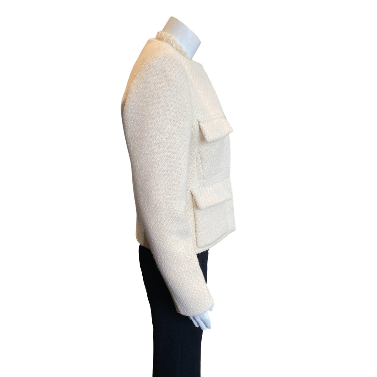 Pre-Owned LOUIS VUITTON Cream Wool Army Jacket | Size S - theREMODA