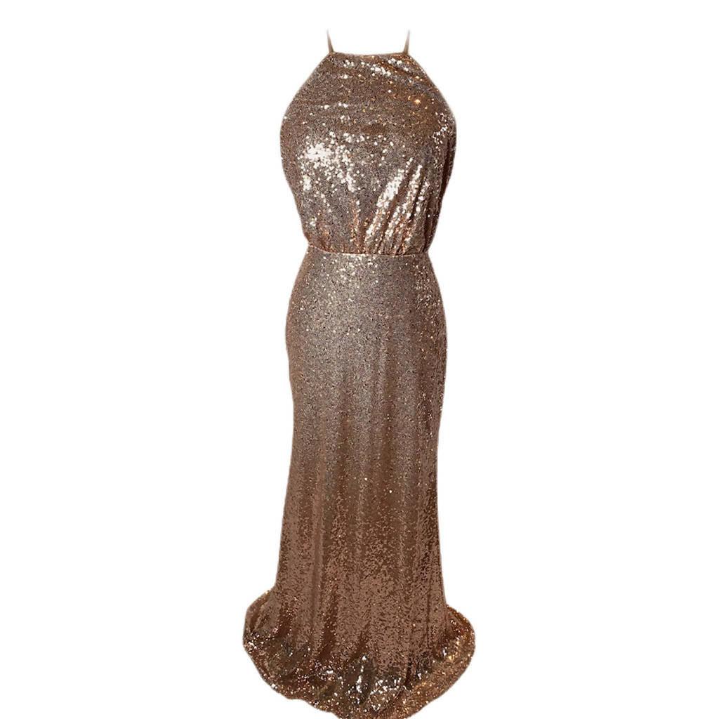 Pre-Owned LULU'S Rose Gold Sequin Gown - theREMODA