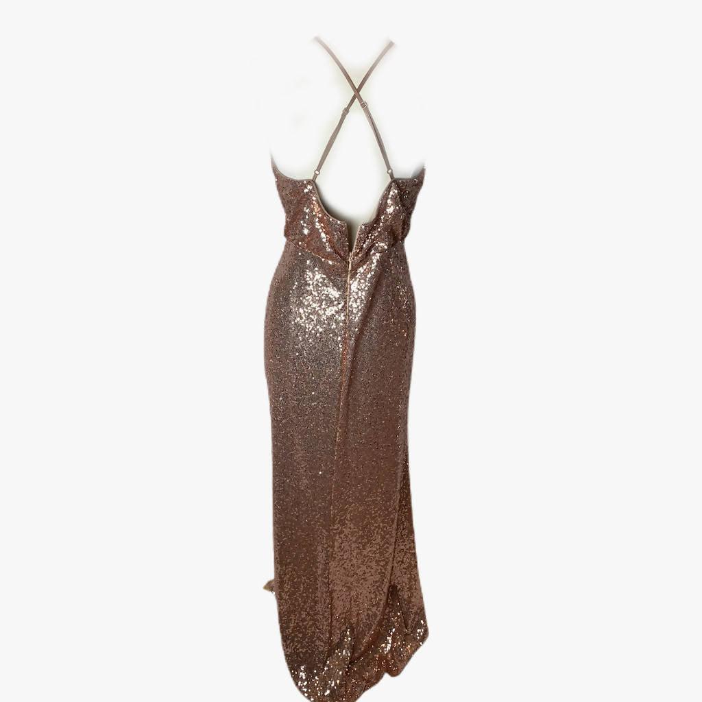 Pre-Owned LULU'S Rose Gold Sequin Gown - theREMODA