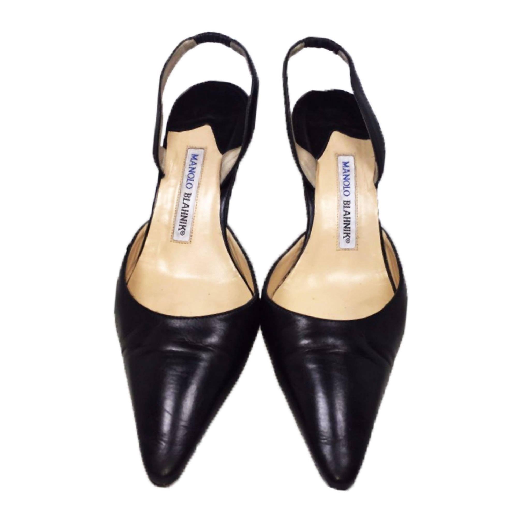 MANOLO BLAHNIK Black Slingback Leather Pumps | US 8 - EU 38 1/2 