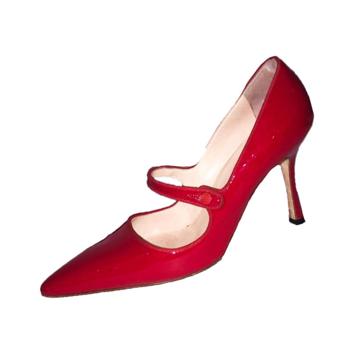 Pre-owned MANOLO BLAHNIK Red Patent Leather Mary Jane Heels | US 9 - EU 39 1/2 - theREMODA