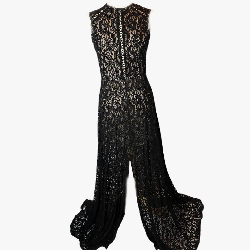 Pre-Owned MARCIANO Black Lace Gown with Slit - theREMODA