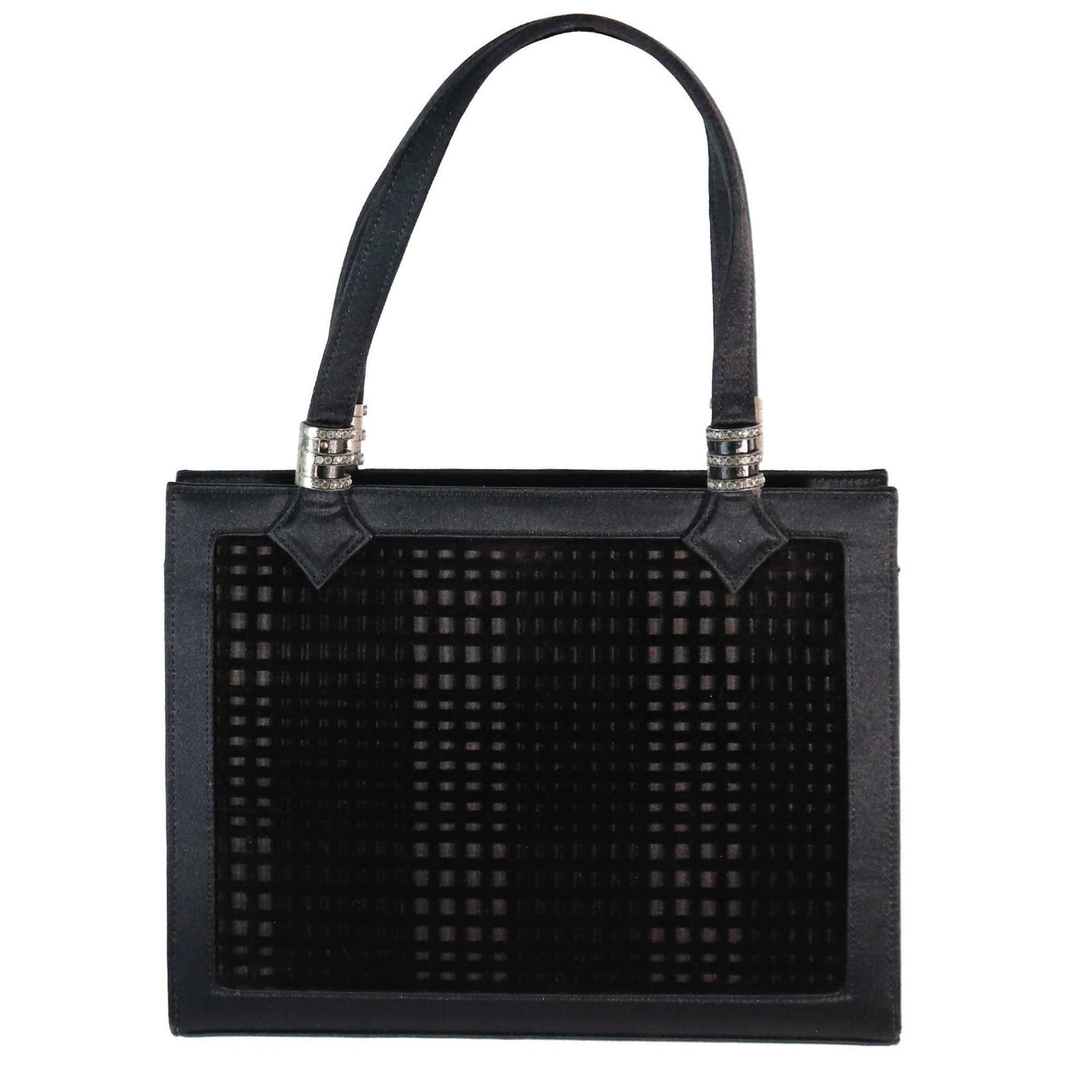 Pre-owned MARTIN VAN SCHAAK Black Velvet Grid Pattern Handbag - theREMODA