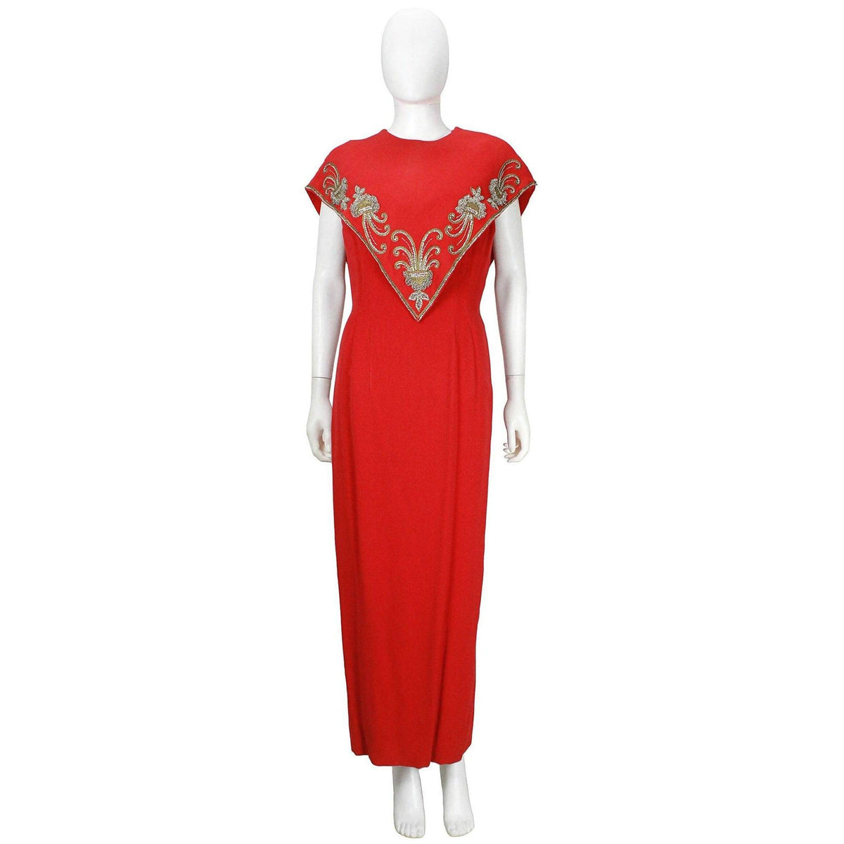 Pre-Owned MR. BLACKWELL 1960's Embellished Red Gown and Matching Caplet - theREMODA