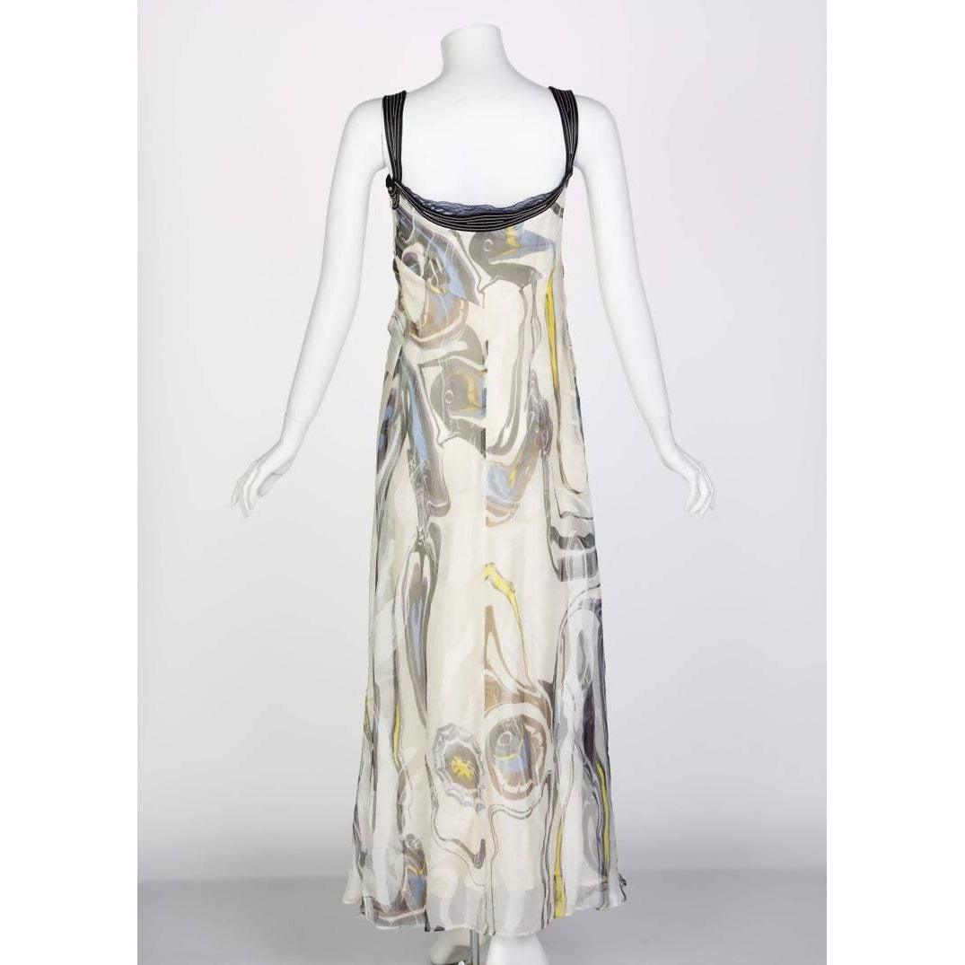 Pre-Owned NINA RICCI Sleeveless Swirl Print Silk Maxi Dress | US 4/6 - EU 38 - theREMODA