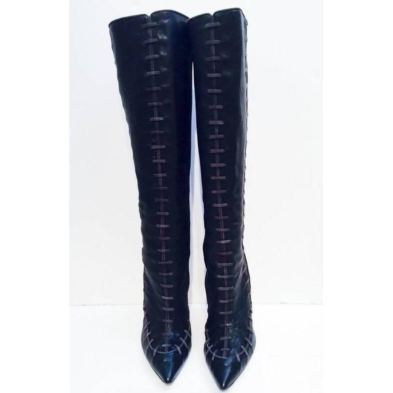 Pre-owned OSCAR DE LA RENTA Black Leather Knee-High Boots | Size US 9 - EU 39 - theREMODA
