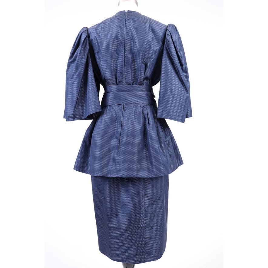 Pre-Owned PAULINE TRIGERE 80's Blue Silk Skirt Set | Size M - theREMODA