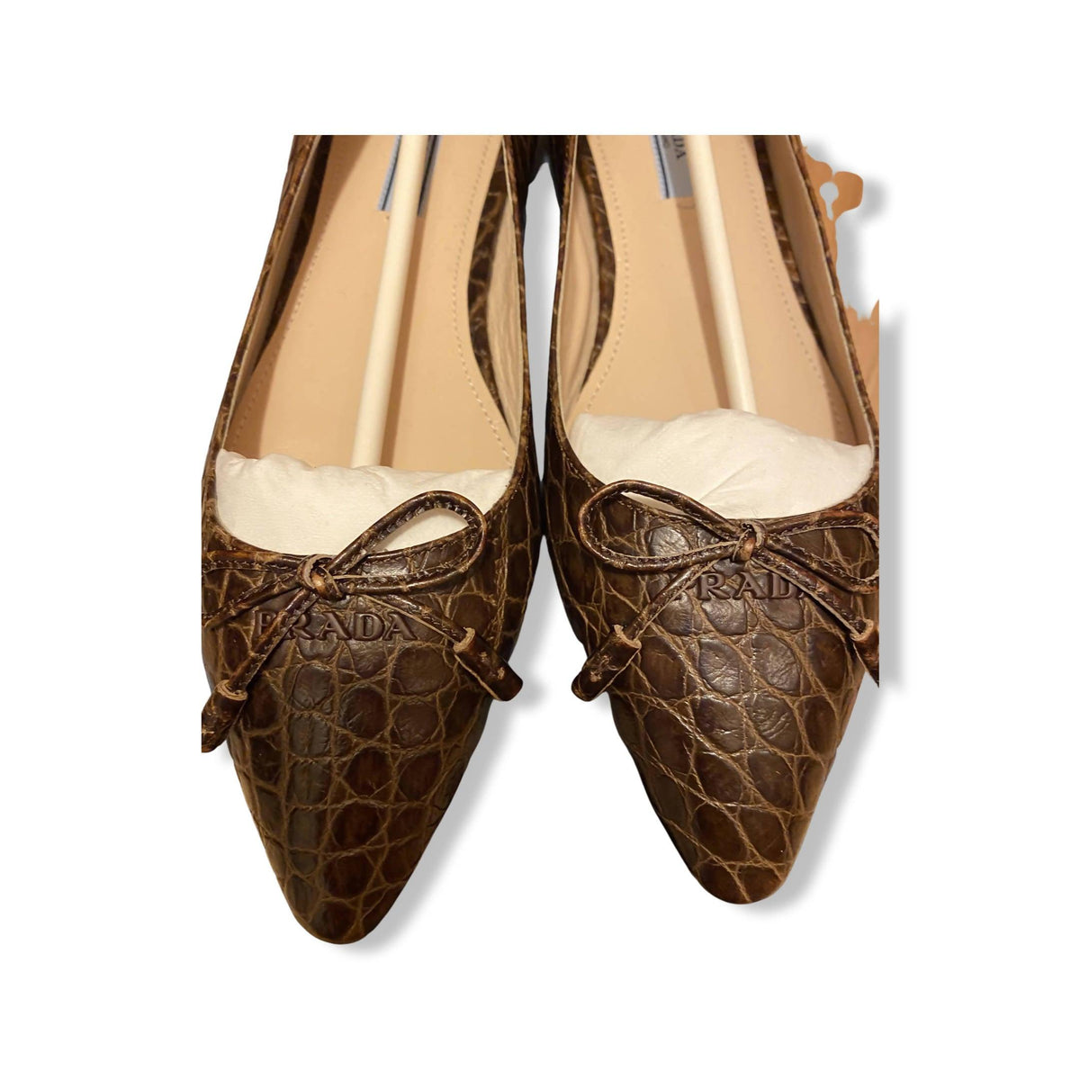 Pre-owned PRADA Brown Leather Pointed-Toe Flats | Size US 6 - EU 36 - theREMODA
