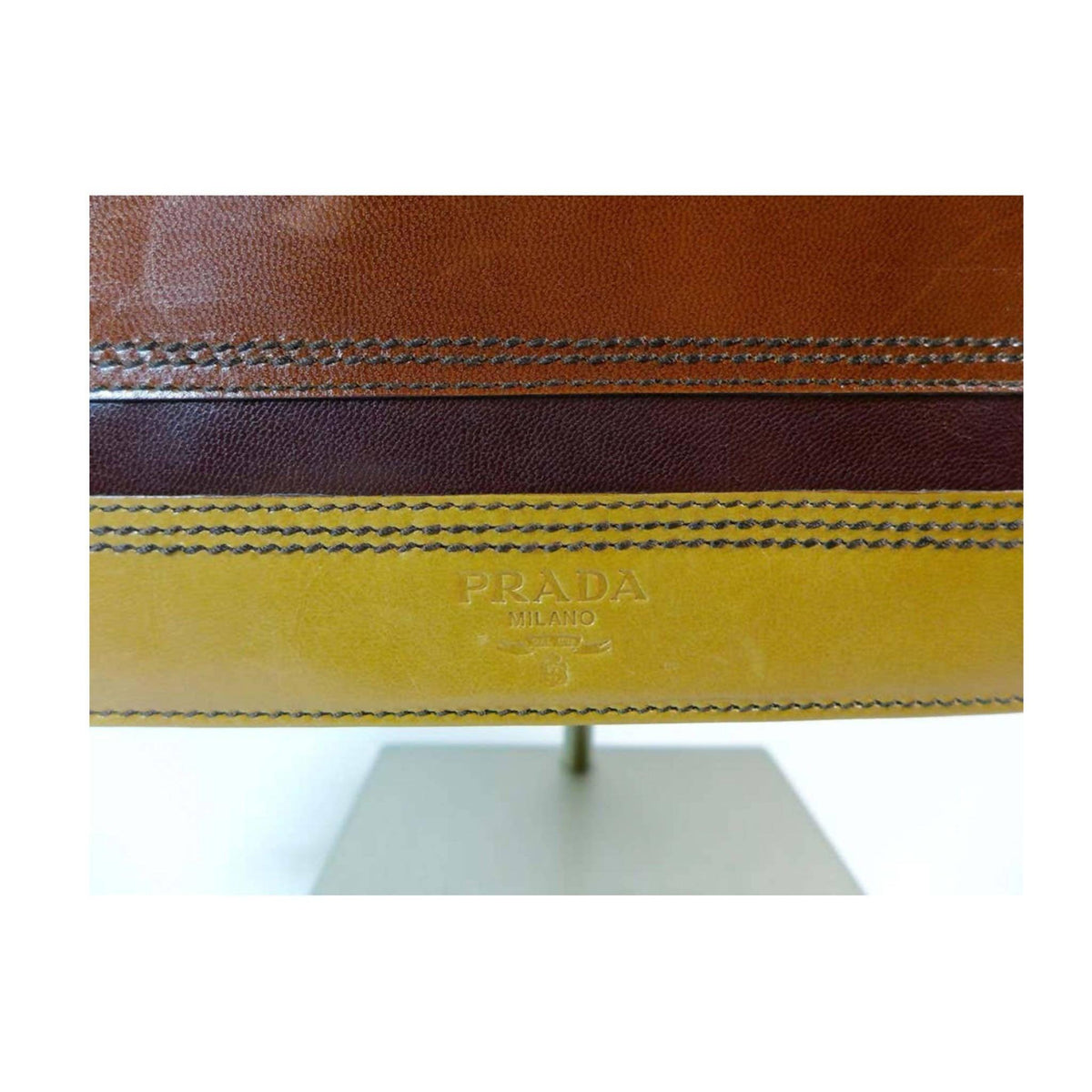 Pre-owned PRADA Brown Leather Stripe Shoulder Bag - theREMODA