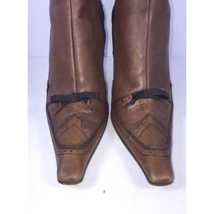 Pre-owned PRADA Brown Square Toe Calf High Boots | US 6 1/2 - EU 36 1/2 - theREMODA