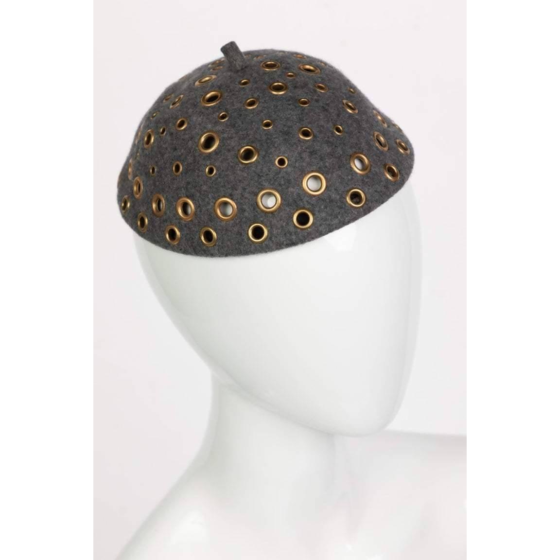 Pre-Owned PRADA Grey Wool Metal Grommet Hat | OS - theREMODA