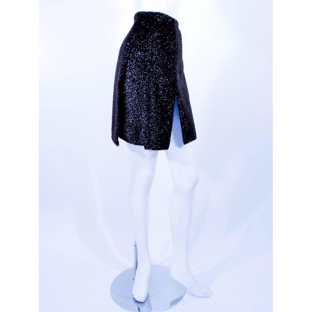 Pre-Owned PRADA Metallic Black Split Panel Mini Skirt | Size 40 - theREMODA