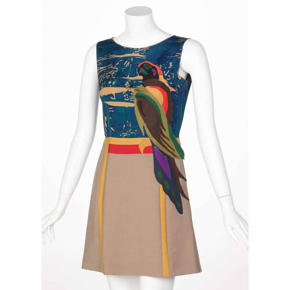 Pre-Owned PRADA Mohair Parrot Applique Dress Runway 2005 | Size S/M - theREMODA