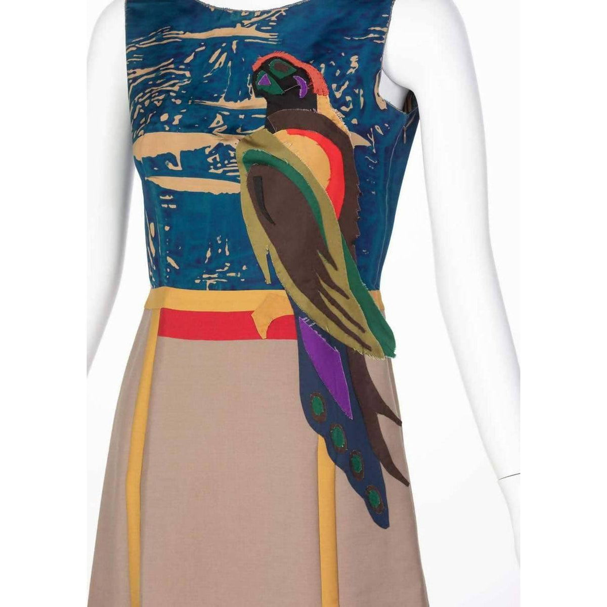 Pre-Owned PRADA Mohair Parrot Applique Dress Runway 2005 | Size S/M - theREMODA
