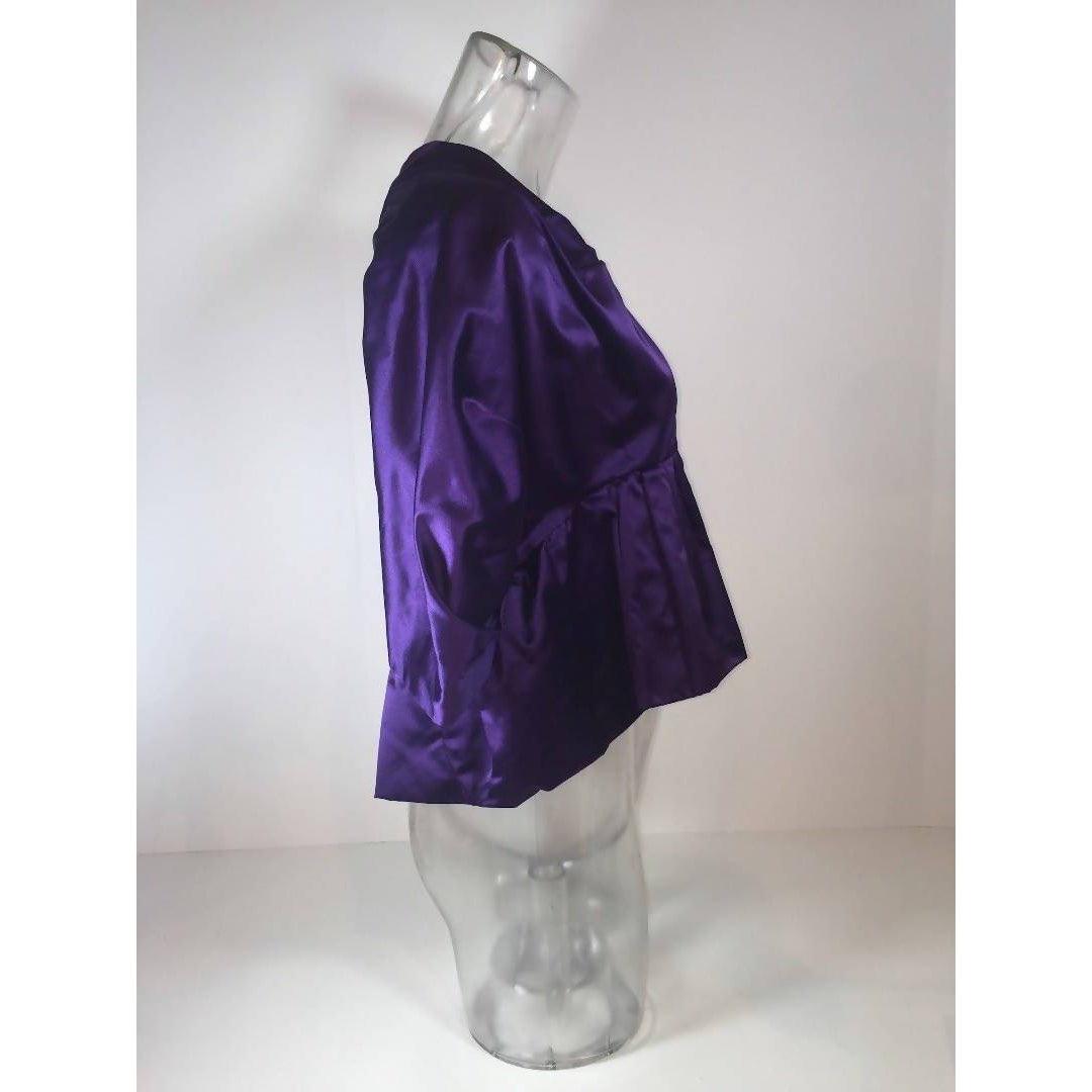 Pre-Owned PRADA Purple Satin Bow Back Blouse | Size US 4 - IT 40 - theREMODA