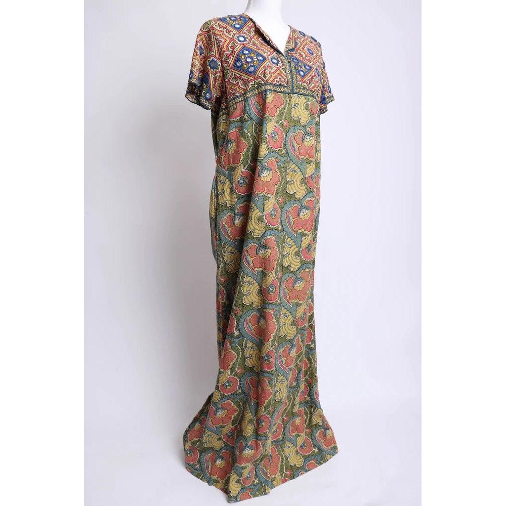 Pre-Owned RAMONA RULL 1960's Multicolored Batik Maxi Dress - theREMODA