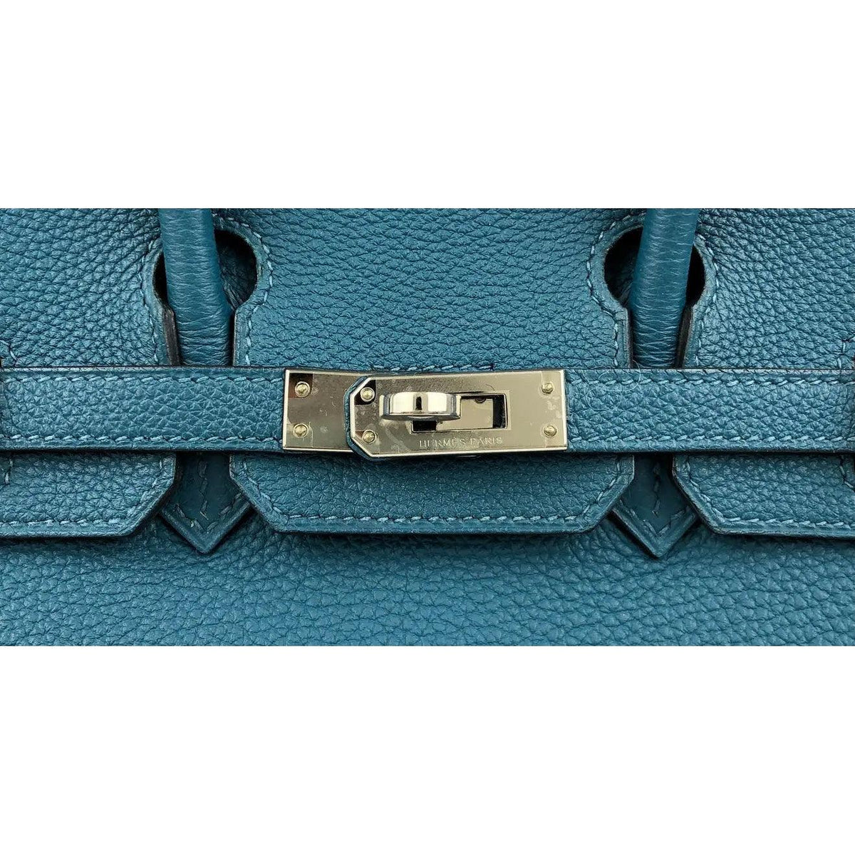 Hermes Rare 25cm Birkin In Bleu Lin Togo Leather