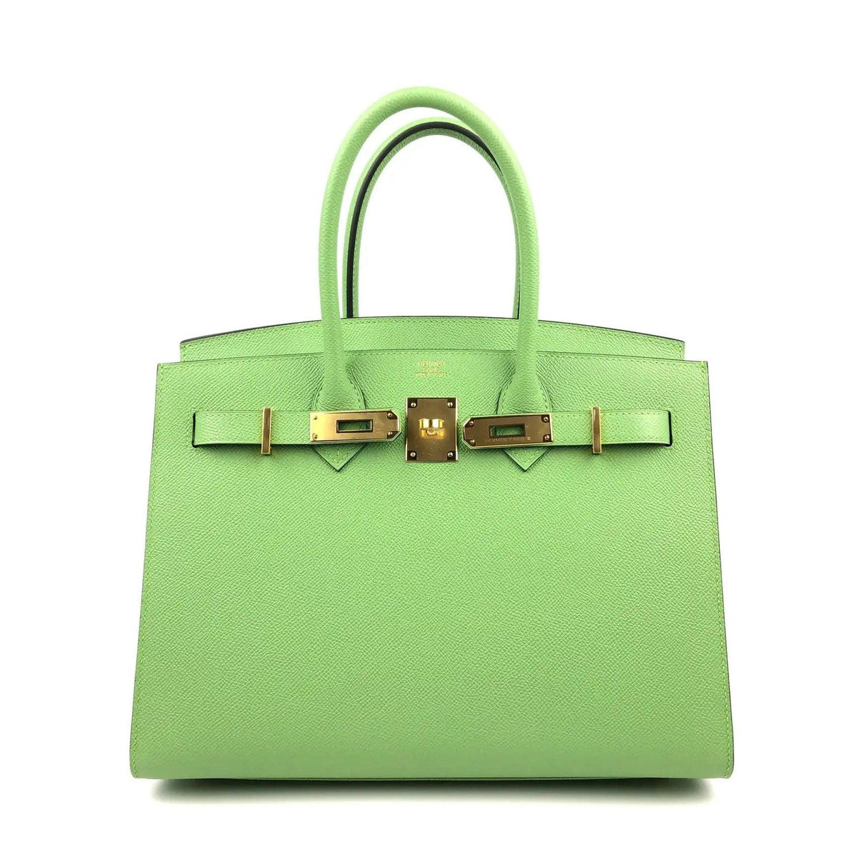 Rare HERMES Birkin 30 Vert Criquet Green Sellier Epsom Leather Bag