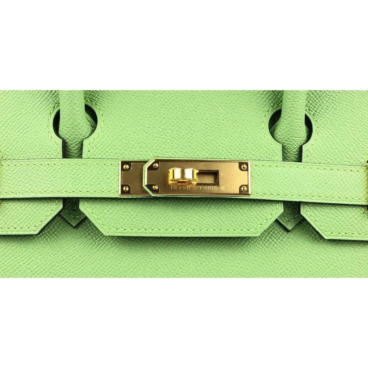 Rare Hermes Birkin 30 Vert Criquet Green Sellier Epsom Leather Bag