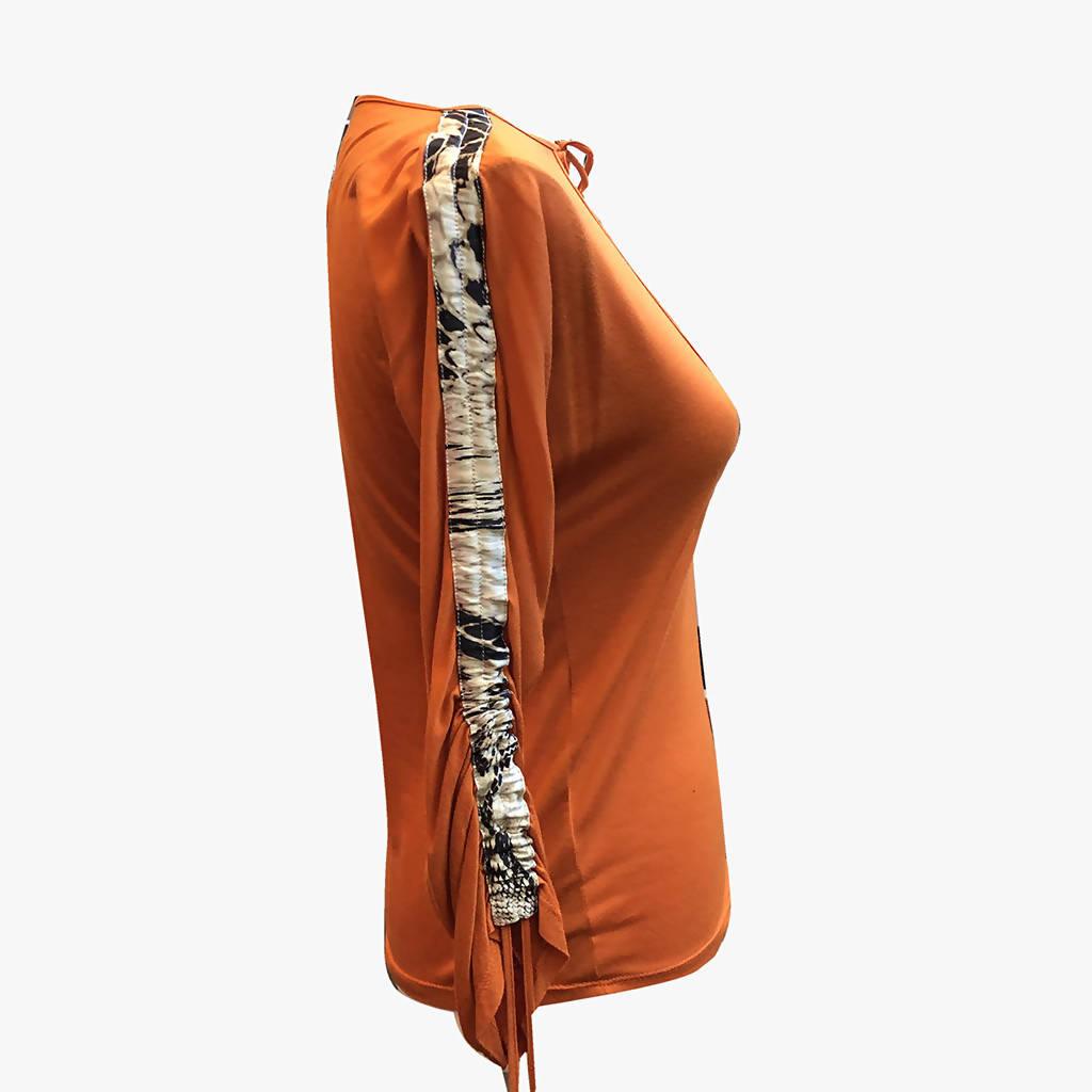 Pre-Owned ROBERTO CAVALLI Orange Silk Blouse | Size IT 50 - theREMODA