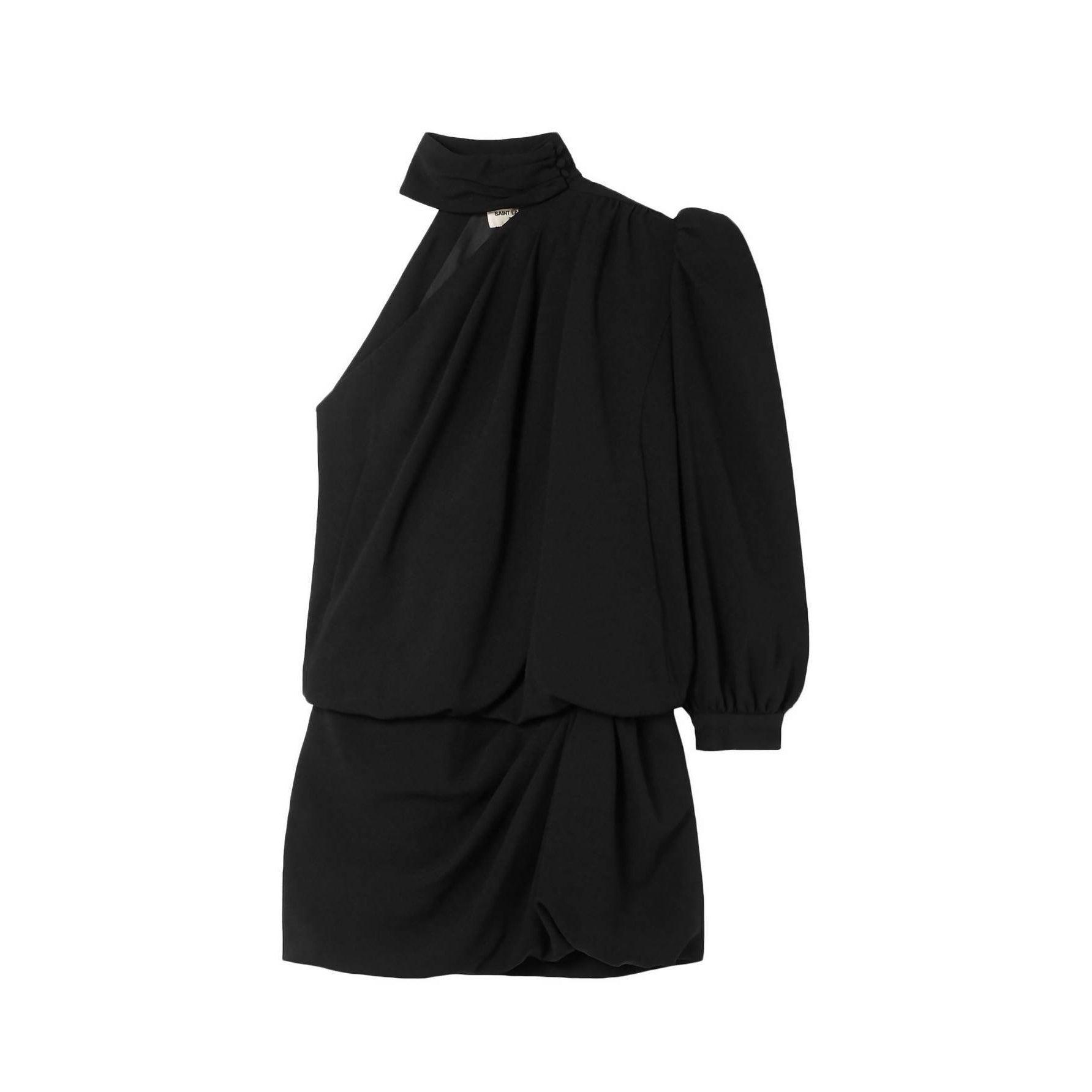 Yves Saint Laurent Black Mock-Neck Short Dress | FR 36